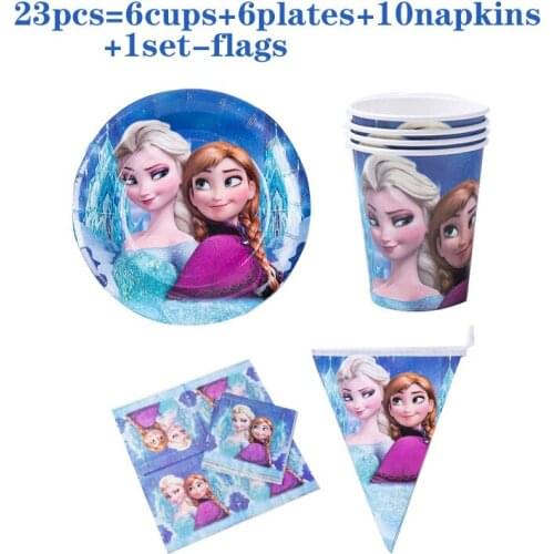 Disney Frozen 2 Elsa Princess Party Disposable Tableware Set Paper Plates Cups Girls Birthday Party Decor Supplies Kid Gifts