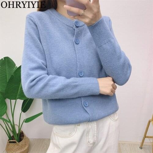 2021 Autumn New Cardigan Womens Clothing Korean College Style Sweaters Cardigans Knit Coat Long Sleeve Solid Sweater Tops Jumpe