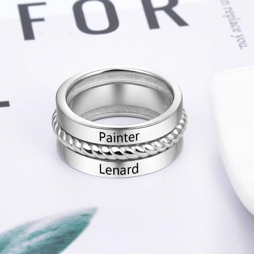 Personalized Rings 10mm Custom Engraved Name Rings For Women Men Wedding Bands Unisex Love Alliance Gift
