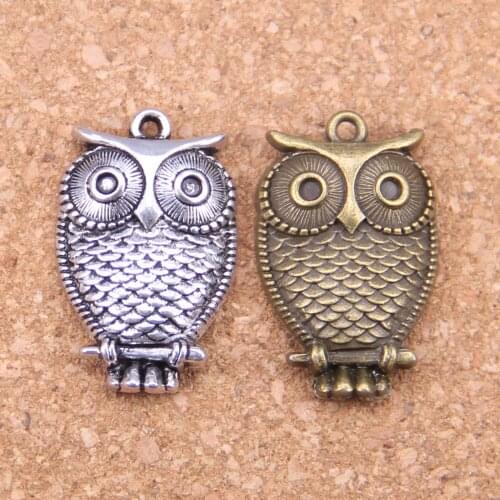 8pcs Charms owl standing branch 28x18mm Antique Pendants,Vintage Tibetan Silver Jewelry,DIY for bracelet necklace