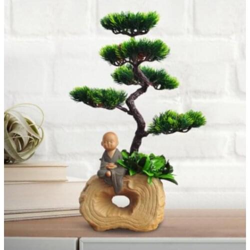 VISITOR GREEN PINES HOME DECORATION PLACE PIECE CHINESE STYLE DECORATES EVERGREEN FALSE FLOWER ELEGANT WIND WELCOME PINE BONSAI
