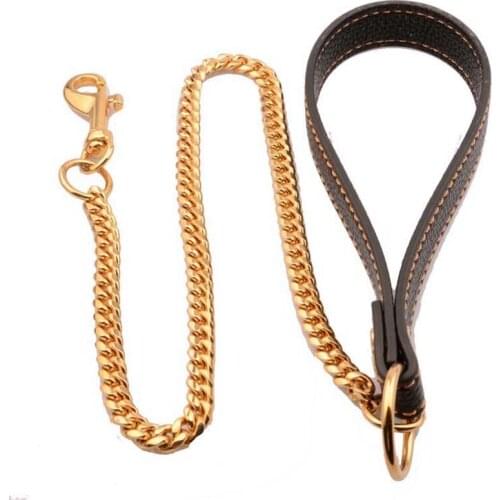 1.0cm *100cm Strong Stainless Steel Slip Dog Chain Basic Leash For Large Dogs Outdoor Training Collars Metal Dog Leash Pet Shop