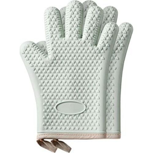 Professional Oven Mitts, Heat Resistant Gloves Non-Slip Cooking Gloves, Silicone And Cotton Double-Layer Oven Gloves BBQ