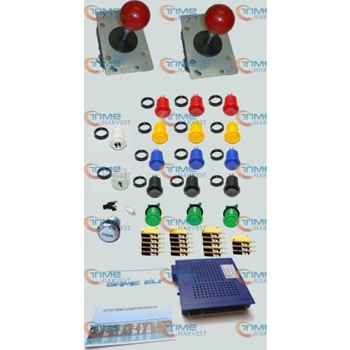 Arcade parts Bundles with 750 in 1 game elf long shaft Joystick Silver coin credit button American style buttons with switch