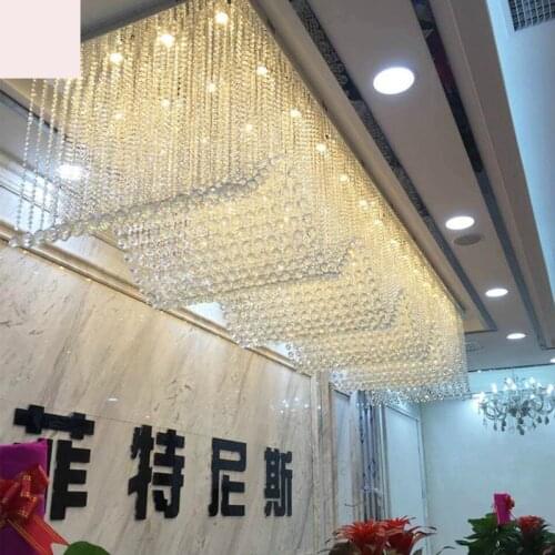 Rectangular gold shop Crystal Hotel Hotel aisle wave chandelier KTV club hall project led lighting fixture led lamps home lamp