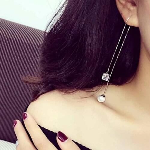 Hot Sale Long Square zircon 925 Sterling Silver Earrings For Women Fashion Jewelry sterling-silver-jewelry pendientes