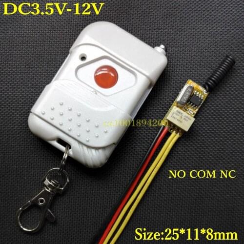 DC 3.5V-12V Relay Receiver Transmitter 3.6v 3.7v 4.2v 4.5v 5v 6v 7.4v 9v 12v Mini Remote Control Button Switch Relay NO COM NC