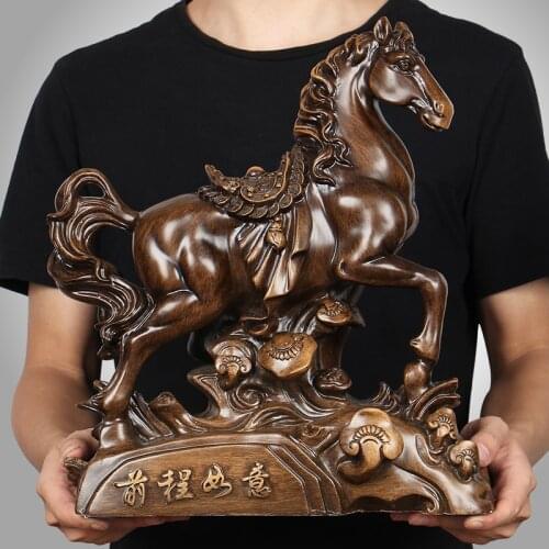 Chinese Style Lucky Horse Resin Statue Home Living Room Ornaments Housewarming Shop Gifts Christmas Christmas Present Crafts