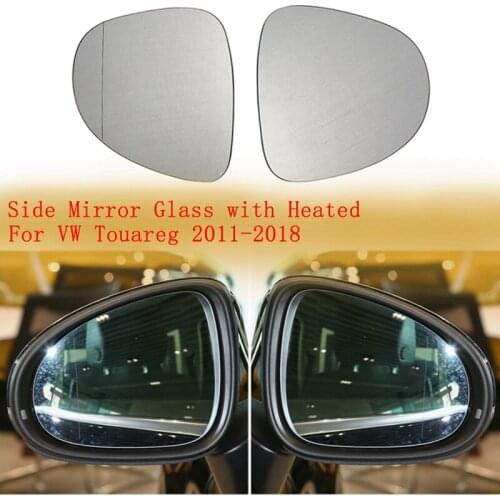 Pair Wing Mirror Rearview Mirror Glass Heated for Touareg 2011 2012 2013 2014 2015 2016 2017 2018 7P6857521 7P6857522