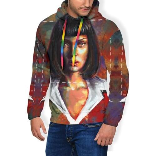 Mia Wallace Hoodie Mia Wallace Pulp Fiction Paint Hoodies Long Length Mens Pullover Hoodie Polyester Hoodies