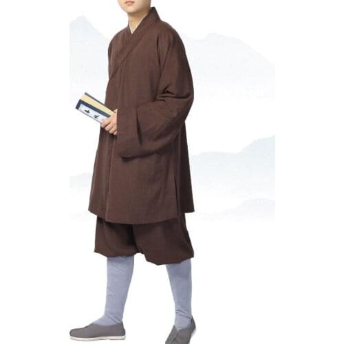 Unisex 7color coffee/blue Summer&Spring shaolin monks kung fu uniforms buddhist zen lay meditation clothing lohan arhat suits