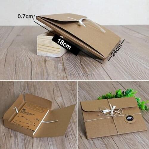 24*18*0.7cm Kraft Paper Postcard Packaging Box With Ribbon Envelope Box Silk Packaging Bag Box Scarf Gift Packaging