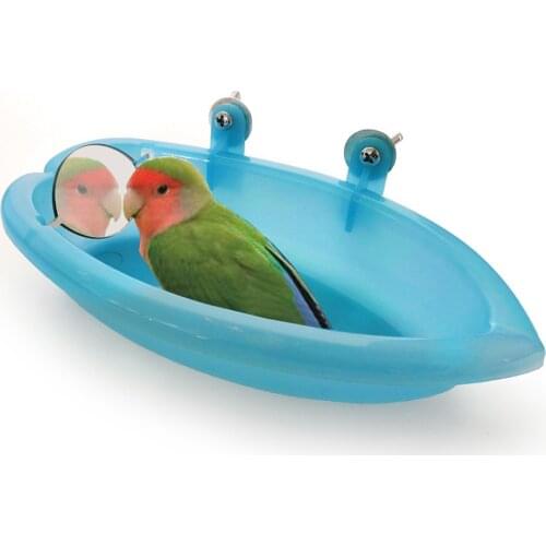 1Pc Parrot Bathtub With Mirror Pet Cage Accessories Bird Mirror Bath Shower Box Bird Cage Pet Small Bird Parrot Cage Bird Toys
