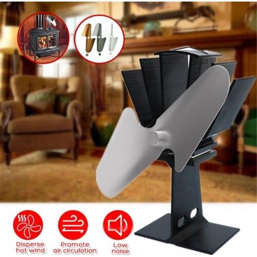 2 Blade Hot Blast Stove Fan Home Silent Hot Blast Stove Fan Ultra Quiet Wood Stove Fan Fireplace Fan Ecological Thermal Cycle