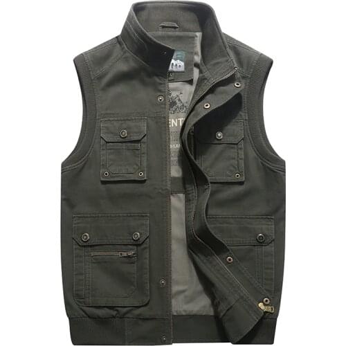Spring Vest Men Casual Cotton Stand Collar Vest Male With Many Pockets Plus Size M- 7XL 8XL Sleeveless Jacket Autumn Outwear Men