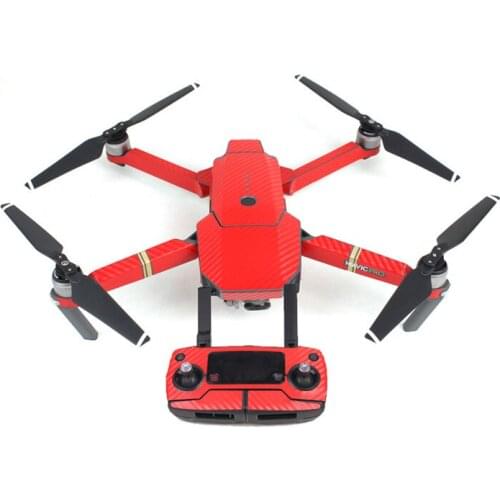Waterproof Carbon Graphic Camera Drone Decals for DJI Mavic PRO Drone Body/ Remote Controller/ Battery/ Arm - Red