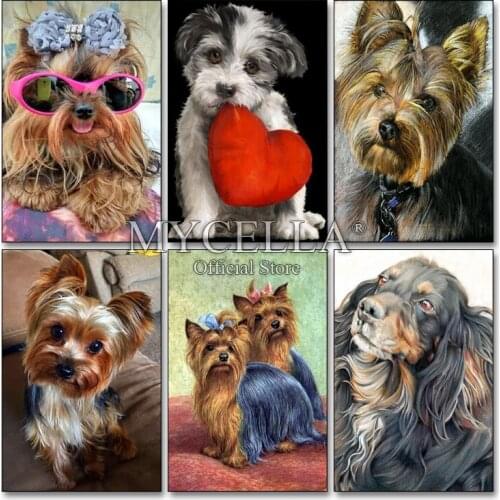 Yorkshire Terrier 5D Diy Diamond Painting Dog Diamond Embroidery Cross Stitch Full Round Rhinestone Diamond Mosaic Home Decor