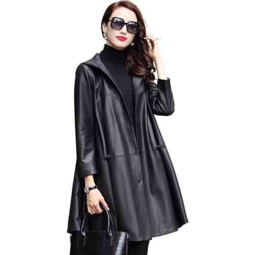 Windbreaker down jacket loose sheep skin 2021 autumn/winter new cape style European version fashion Coat leather woman 1831