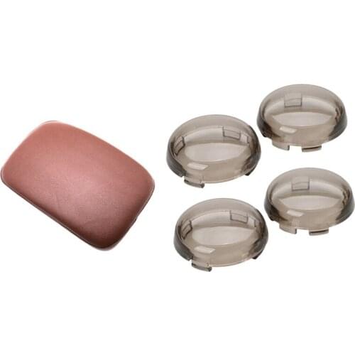 1 Set Motorcycle Rear Passenger Seat Cushion & 4 Pcs Smoked Turn Signal Lens Covers Lenses