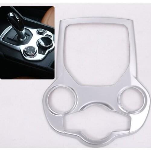 1 Pcs Interior Center Console Gear Shift Panel Cover Trim For Alfa Romeo Giulia Stelvio 2017 ABS Matte Chrome Car Accessory