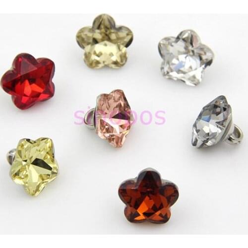 10pcs Star shape color crystal glass diamond Children cloths button, flower shank buttons decor for DIY crafts shirt suit, SP01