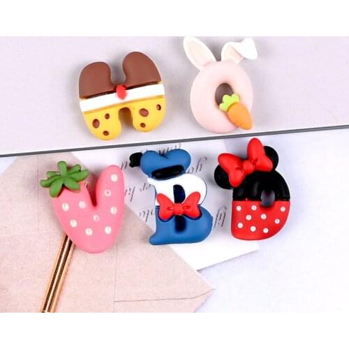 10pcs Kawaii Cartoon Letter Flat back Resin Cabochon Fit Phone Decoration DIY Hair Bows Accessories Scrapbooking Craft