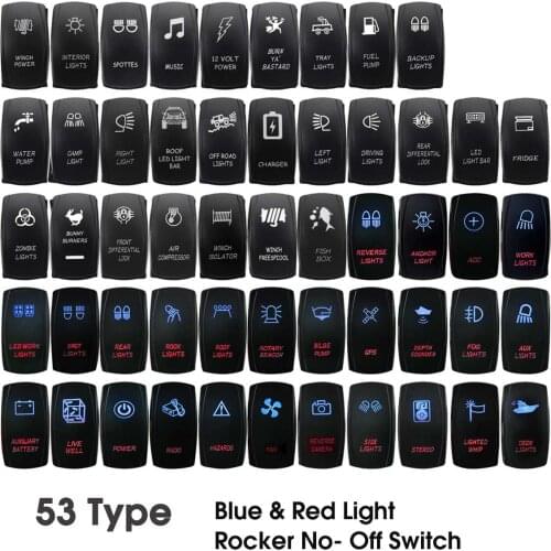 12V 24V Dual LED Rocker Switch Red Blue Lights Rocker Switch Button for Car Boat Marine Caravan 4x4