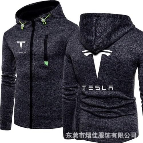2021 Fashion Men Winter Autumn Mens Motorcycle Tesla Hoodies Cotton Casual Zip Male Hooded Coats