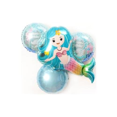 4pcs/set Cartoon Princess Little Mermaid (Ariel) Supplies Girls Party Photo Props Under the Sea Decorations Lets Be Mermaids