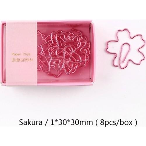 8pcs paperclip bookmark creative cute cartoon animals see cherry blossom special-shaped paperclip