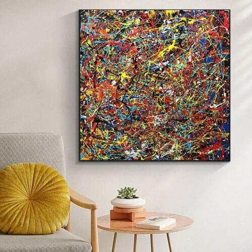 Abstract Graffiti Art Lines Colorful Jackson Pollock Style Poster and Print Canvas Painting Wall Art Pictures for Living Room