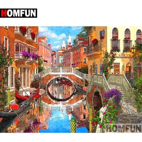 HOMFUN Full Square/Round Drill 5D DIY Diamond Painting "House landscape" Embroidery Cross Stitch 3D Home Decor Gift A11459