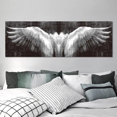 Large Size Black and White Angel Wings Canvas Paintings Abstract Wings Posters and Prints Decorative Pictures for Living Room