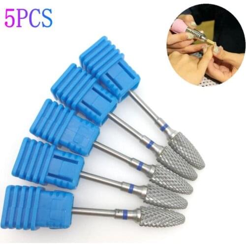 5pcs Carbide Alloy Nail Drill Bits Electric Manicure Machine Accessories Remove Nail Gel Nail File Polishing Tools