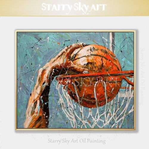 Artist Hand-painted Wall Art Slam dunk Oi Painting on Canvas Pop Fine Art Playing Basketball Slam Dunk Oil Painting for Wall Art