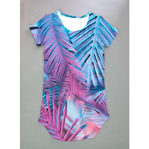 Custom made - Create your own designs Neon Glow Tropics 3D sublimation print milk silk short sleeves Dress