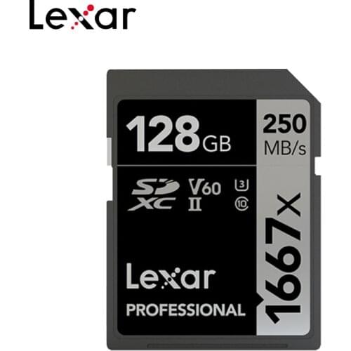 Original Lexar SD Card 128GB 250MB/s 1667x 256GB 64GB SDXC Card UHS-II U3 V60 C10 Flash Memory Card For 3D 4K Digital Camera