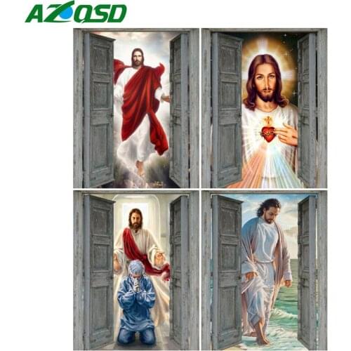 AZQSD Oil Painting By Number Portrait Jesus Handpainted Modern Wall Picture By Numbers Door Handmade Room Decoration