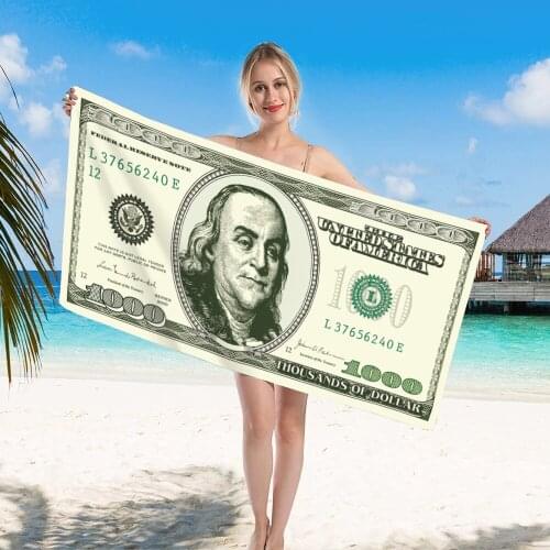 2021 Fashion Retro Currency Money Dollar Pattern Entrance Door Beach Towel Quicky-Dry Microfiber Towel Soft Bath Bigini Towel
