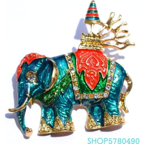 Fashion Jewelry Rhistone Lovely Elephant Brooch Unisex Painted Brooch Breast Pin Multi Color Garments Ladies Suits Accessories