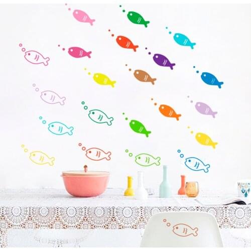 Cartoon colorfuls fish creative wall stickers for kids rooms nursery childrens room decoration on the wall decal Child gift