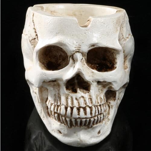 Halloween Skeleton Head Ashtray Resin Simulation Skeleton Head Model Halloween Props Skull Home Decoration Resin Crafts Ashtray