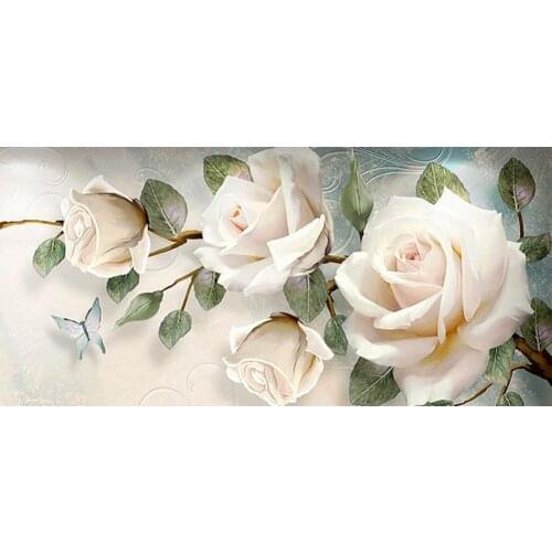Flower DIY Diamond Painting Full Drill White Rose Diamond Embroidery Kit 5D Handmade Craft Decor For Home Art Gift