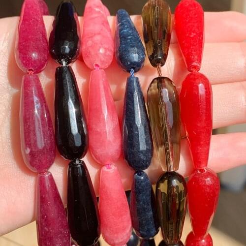Natural Stone Faceted Rhodochrosite Smoky Quartzs Waterdrop Shape Loose Beads for Jewelry Making DIY Bracelet Accessories 15