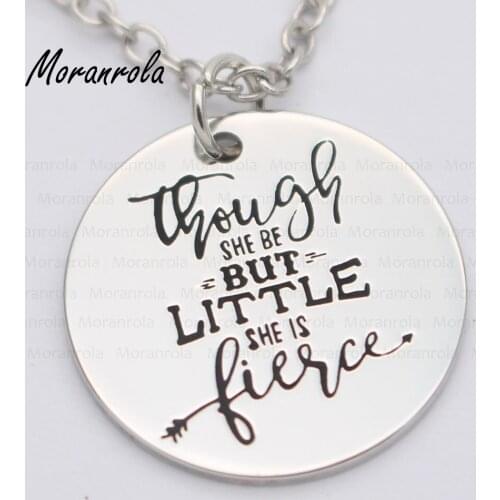 New arried" Though she be but little, she is FIERCE " Copper necklace Keychain,charm Graduation Jewelry Shakespeare Quote