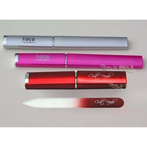 Crystal Files -3.5"Glass Nail File with Companion Case With Logos Printed As You Like NF009