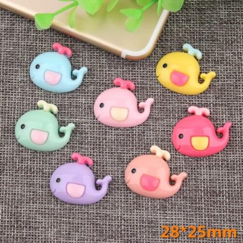 28*25mm Flatback Colorful Resin Cabochons Kawaii Animal dolphin DIY Jewelry Findings Embellishments Scrapbooking Hair Clip 10pcs