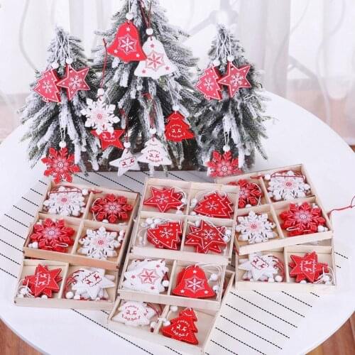 Multi Style Creative Wood Craft Christmas Wooden Pendants Ornaments Kids Gift DIY Xmas Tree Ornament Christmas Party Decorations