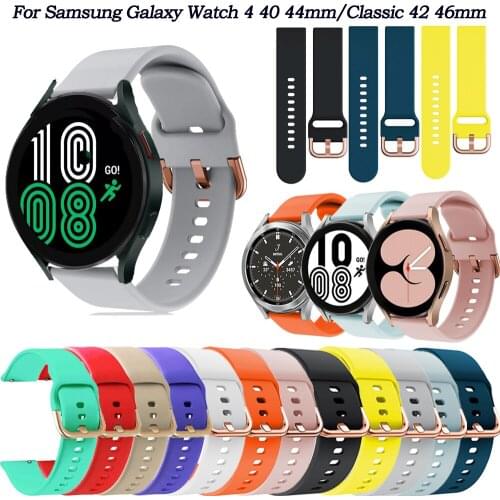 20mm Sport Silicone Band Strap For Samsung Galaxy Watch 4 40 44mm/Watch4 Classic 42 46mm Bracelet Smart Watch Easyfit Wrist Belt