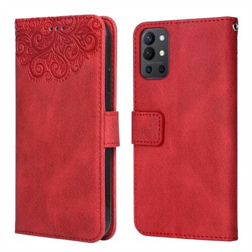 Luxury Leather Case for OnePlus 9R Flower Embossing Wallet Flip Phone Case for OnePlus 9 R Cover Card Slot Funda